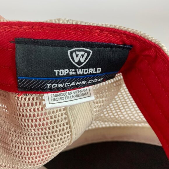 Utah Utes NCAA Red White Top of the World Relaxed Fit Snapback Trucker Hat - Picture 5 of 5